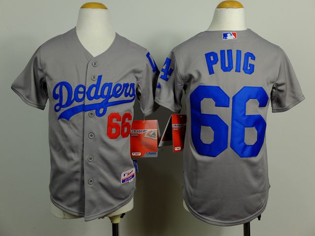 Youth Los Angeles Dodgers 66 Puig Grey MLB Jerseys
